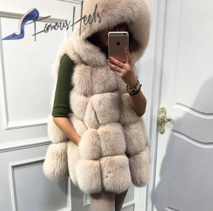 Fox fur vest with hood 1